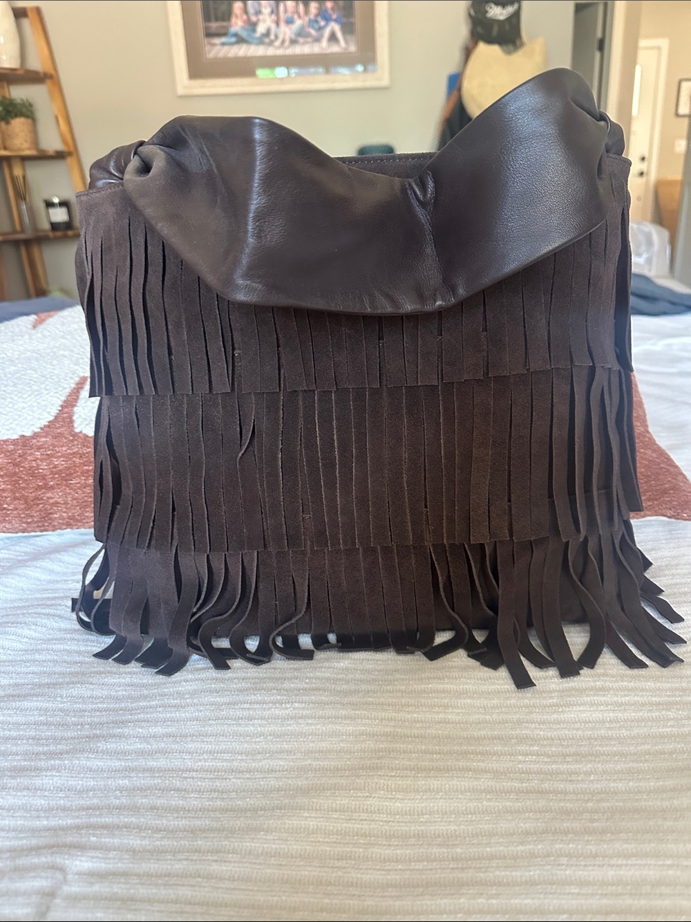 Kenneth Cole slouch fringe hobo